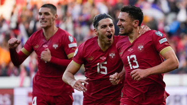 Serbia scored 15 goals in the qualifiers - three of which were scored by defenders - including one from Milos Veljkovic (right) against Bulgaria