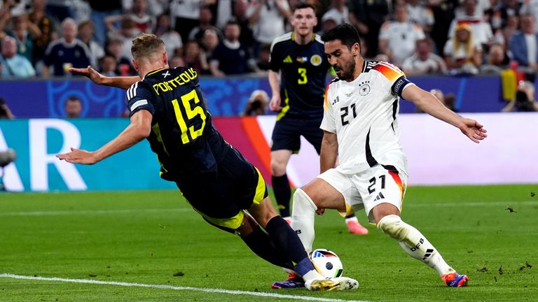 Ryan Porteous was sent off for this tackle on Ilkay Gundogan