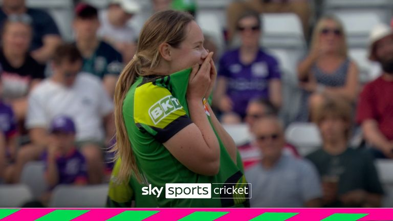 Bess Heath was run out in bizarre fashion following Lauren Cheatle&#39;s dropped catch as Northern Superchargers lost their fifth wicket in pursuit of 101.