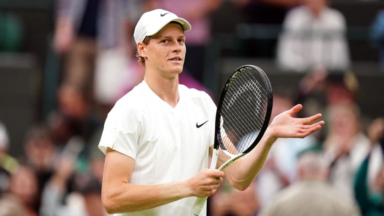 Jannik Sinner beat unseeded German Yannick Hanfmann 6-3 6-4 3-6 6-3 to advance through the first round of Wimbledon