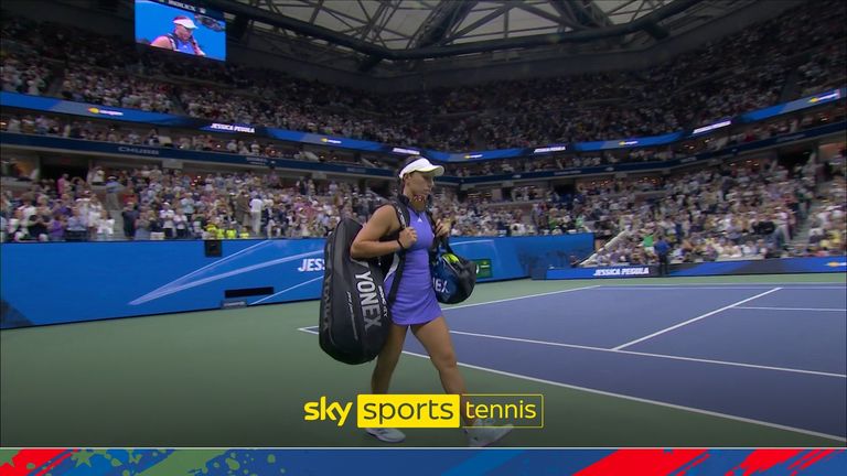 Jessica Pegula received a warm ovation from her home crowd as she took to the court for her maiden Grand Slam final at the US Open.