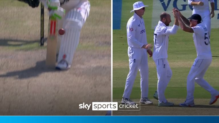 Jack Leach delivers an awkward ball for Kamran Ghulam as the Pakistani batsman misses it and ends up going for an lbw. 